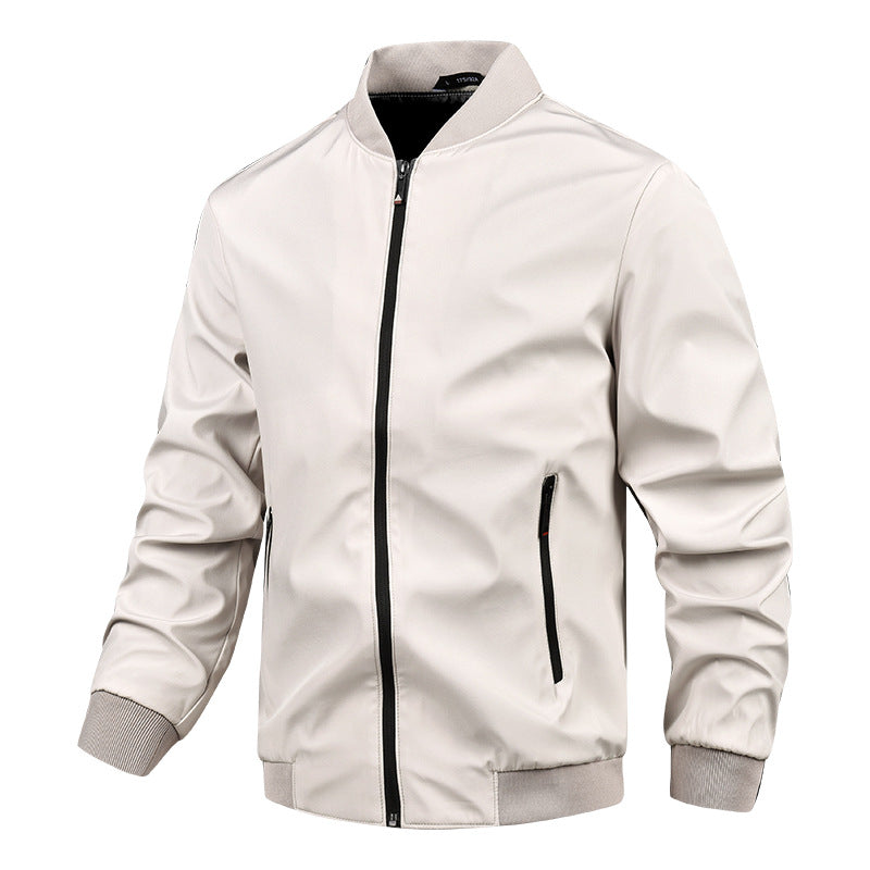 Men's Classic Bomber Jacket - Front Zip Closure - Ribbed Cuffs