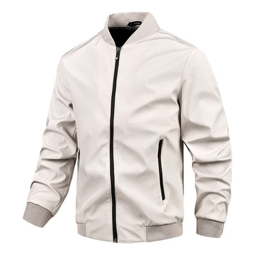 Men's Classic Bomber Jacket - Front Zip Closure - Ribbed Cuffs