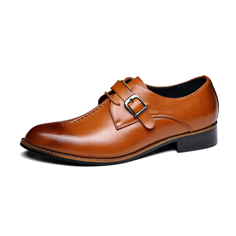 Men’s Monk Strap Dress Shoes - Polished Leather - Single Buckle - Classic Formal Wear