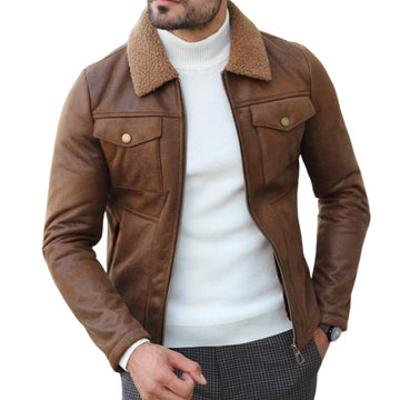 Men's fleece lined pocket lapel jacket