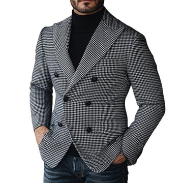 Mens checkered double-breasted blazer