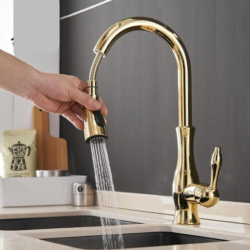 Minimalist High-Arc Single-Lever Pull-Down Kitchen Faucet