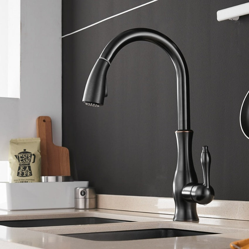 Minimalist High-Arc Single-Lever Pull-Down Kitchen Faucet