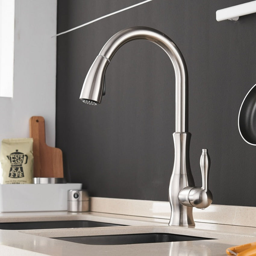 Minimalist High-Arc Single-Lever Pull-Down Kitchen Faucet