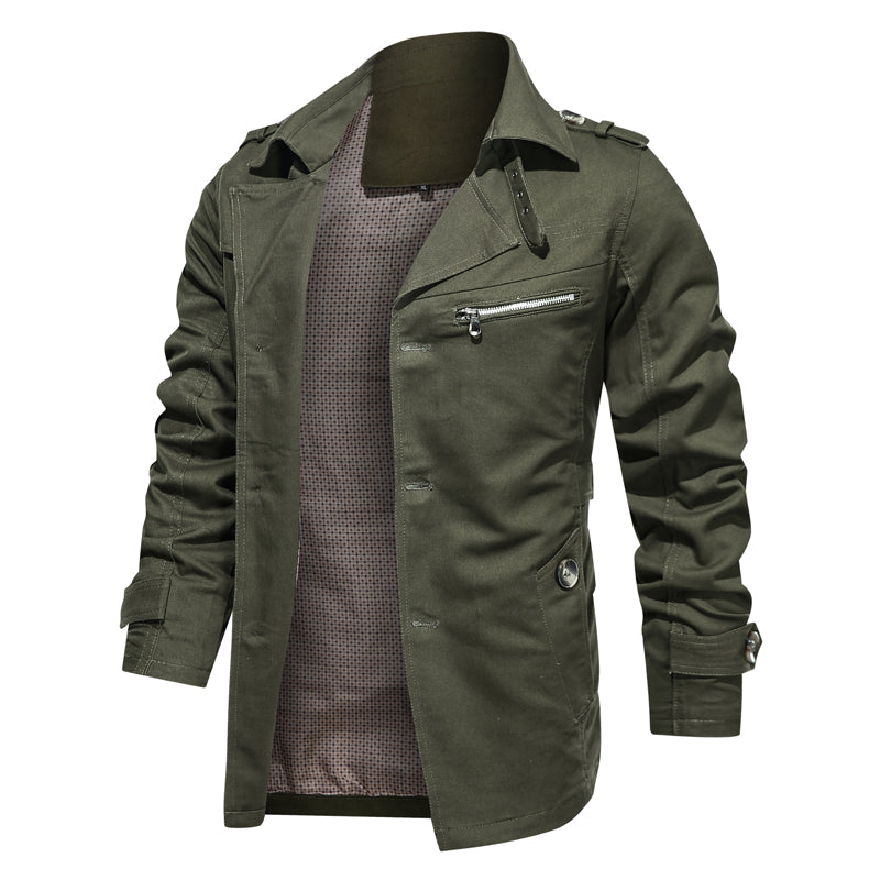 Men's lapel trench coat with pockets