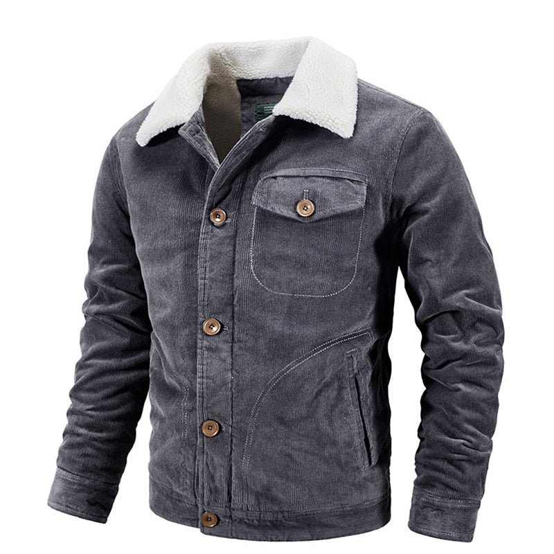 Men's classic corduroy fleece-lined warm jacket