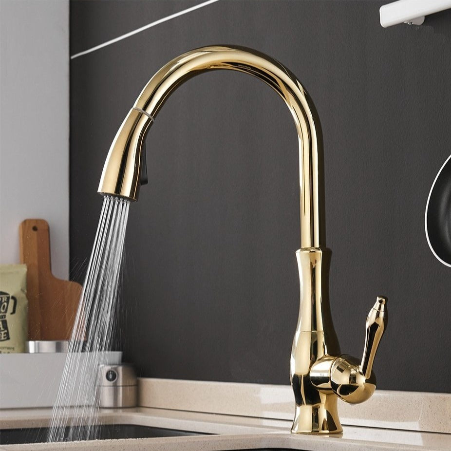 Minimalist High-Arc Single-Lever Pull-Down Kitchen Faucet