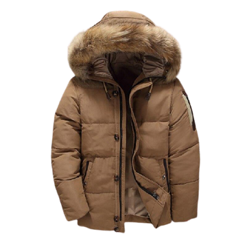 Men's winter parka with fur-trimmed hood