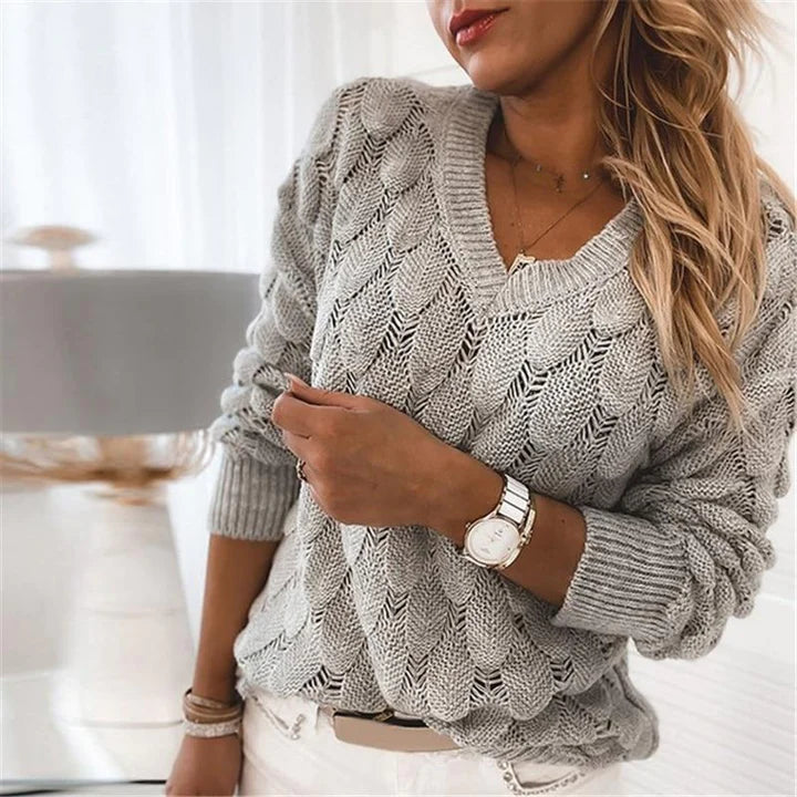 Women's v-neck cable knit sweater