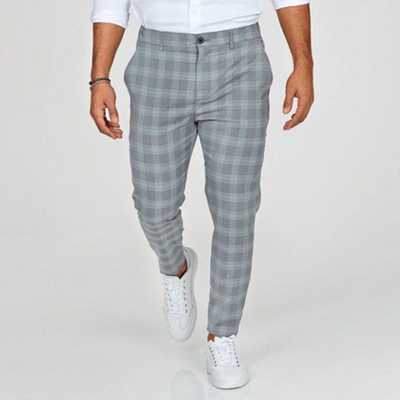 Men's slim fit plaid pants