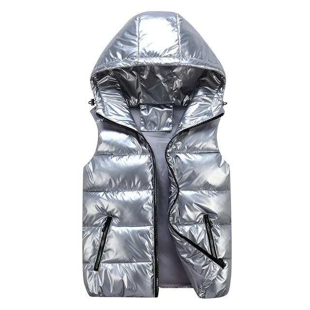 Men's Puffer Vest – Relaxed Fit – Quilted Hood – Glossy Wind-Resistant Insulated Layer