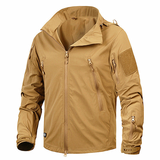 Men's tactical jacket with adjustable hood