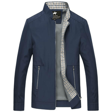 Men's stand-up collar jacket with plaid lining