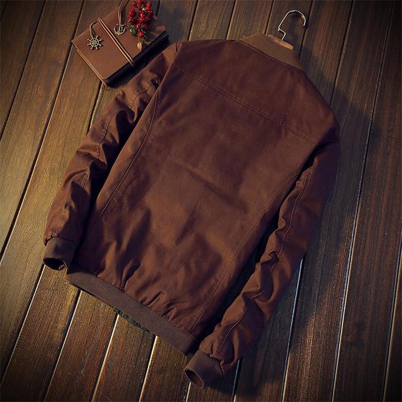 Men's brown and green color block bomber jacket with stripes