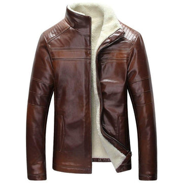 Men's warm winter jacket with stand-up collar