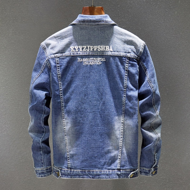 Men's vintage wash long sleeve denim jacket