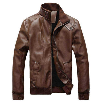 Men's slim-fit motorcycle leather jacket