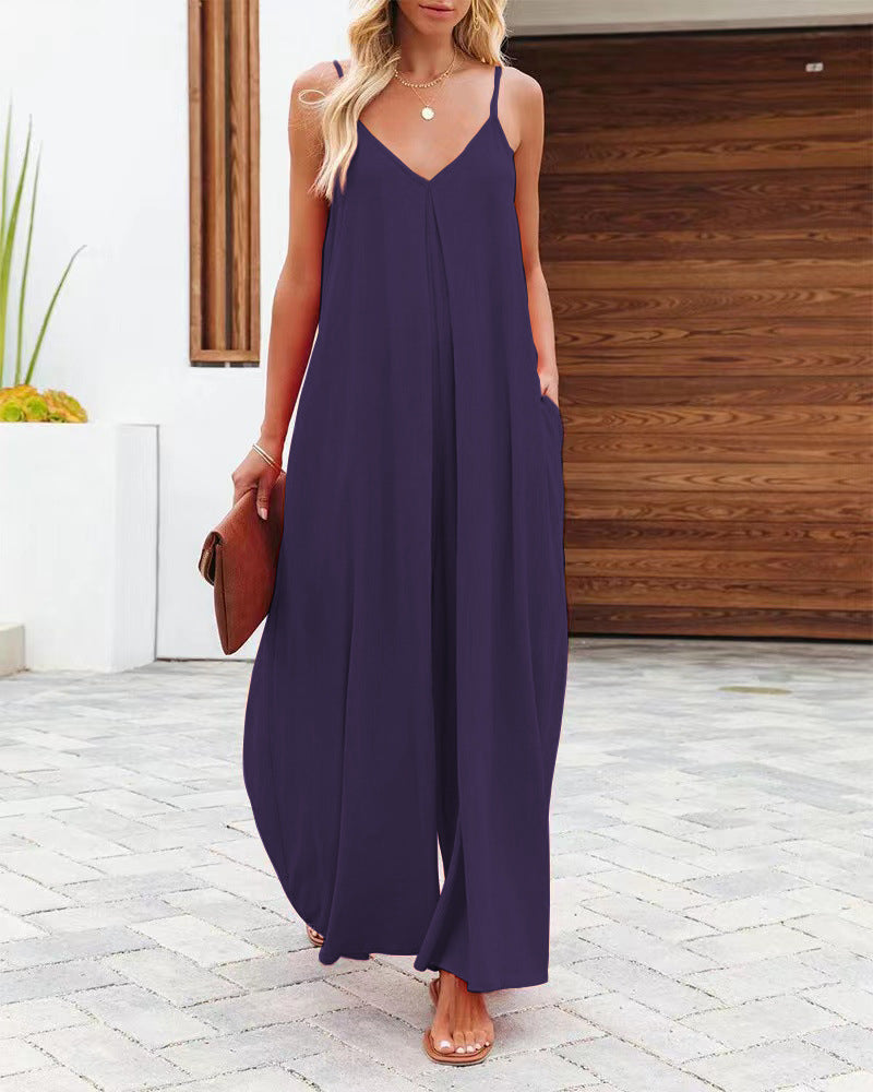 Women's Jumpsuit - Spaghetti Straps - Flowing Silhouette
