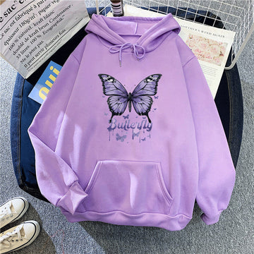 Women's butterfly print hoodie for casual flair