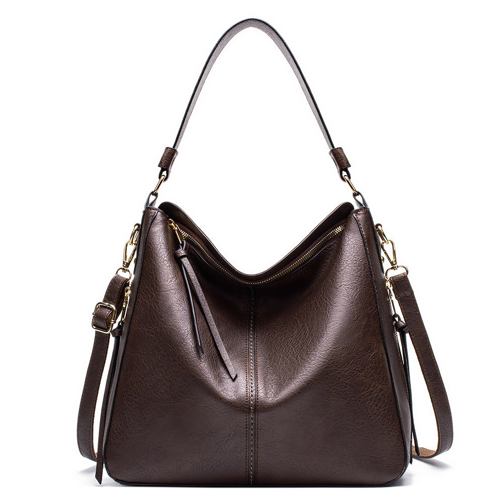 Fallon | Leather Hobo Shoulder Bag with Gold-Tone Hardware