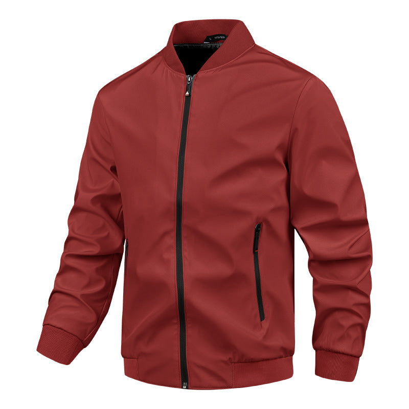Men's Classic Bomber Jacket - Front Zip Closure - Ribbed Cuffs