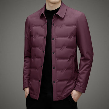 Men's Lightweight Puffer Shirt Jacket – Stylish Button-Up Outerwear