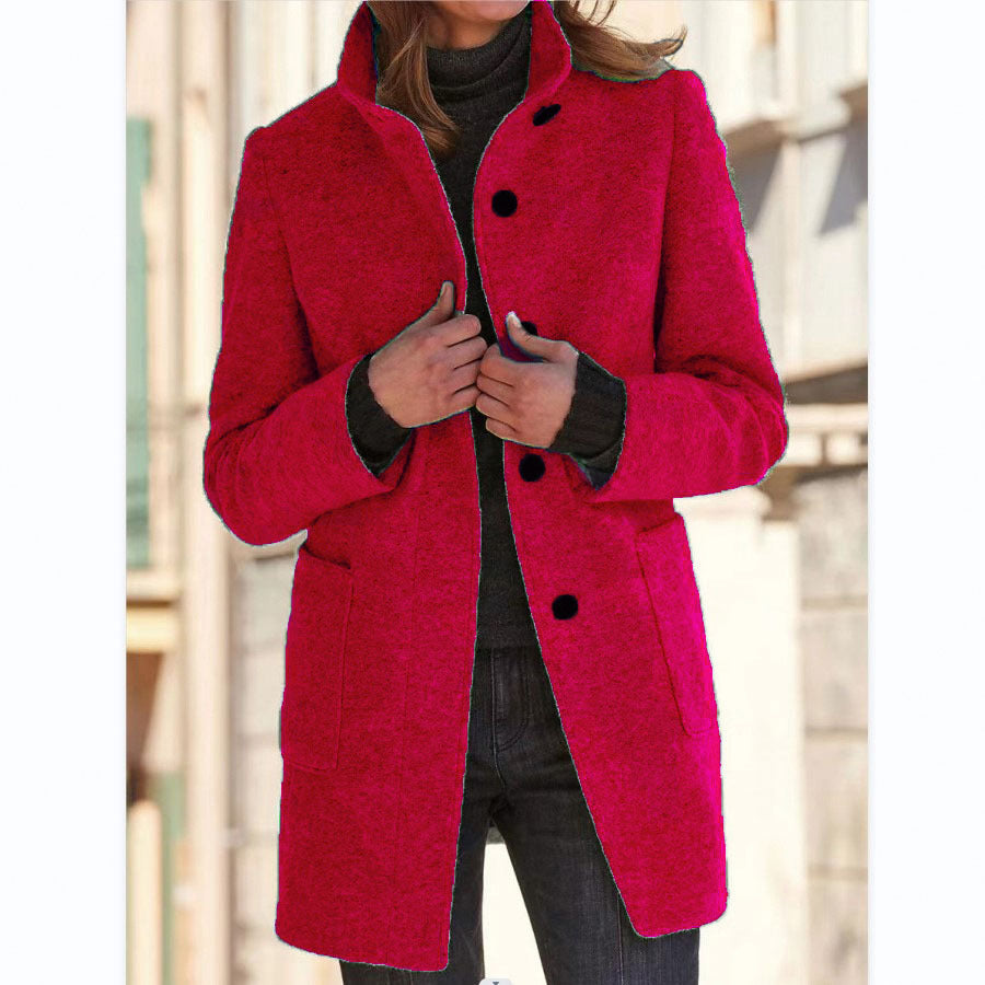 Women's casual button closure coat