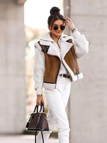 Women's shearling-lined vest for chic layering