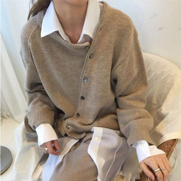 Women's asymmetrical button-up cardigan