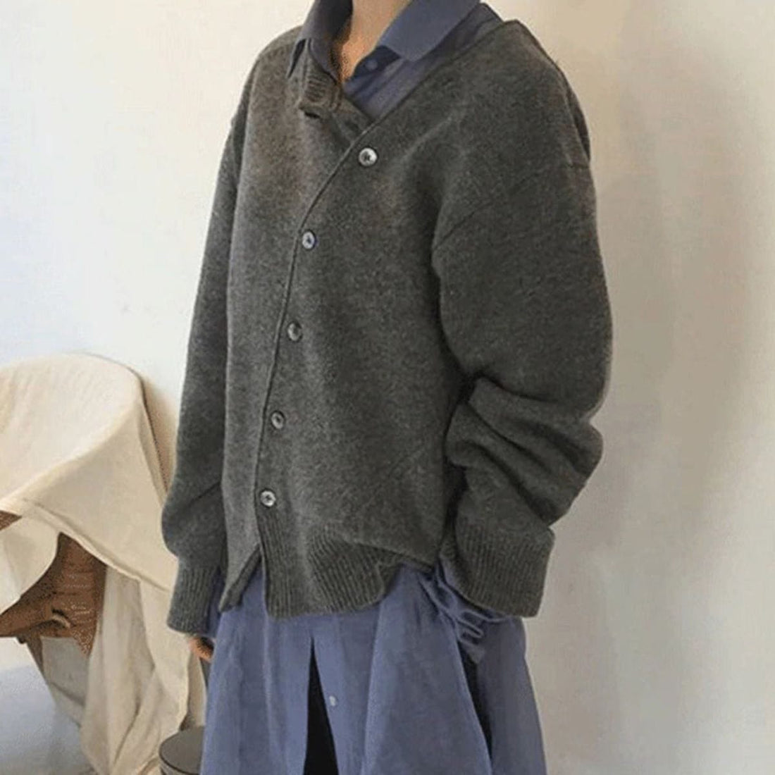 Women's asymmetrical button-up cardigan