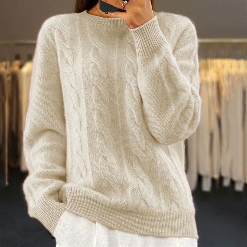 Women's loose fit commuter sweater with 3D pattern long sleeves