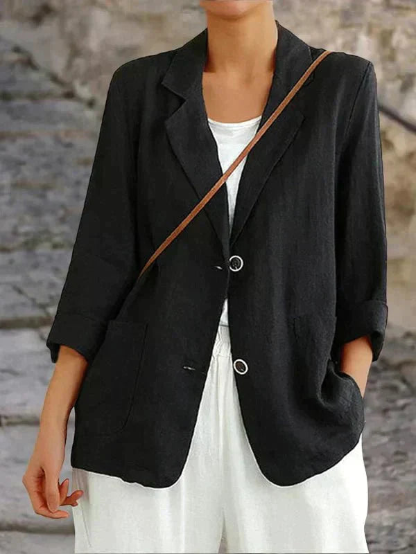 Women's relaxed linen blazer for casual sophistication