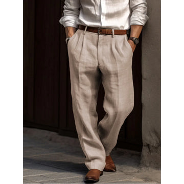 Men's comfortable trousers with double pleats