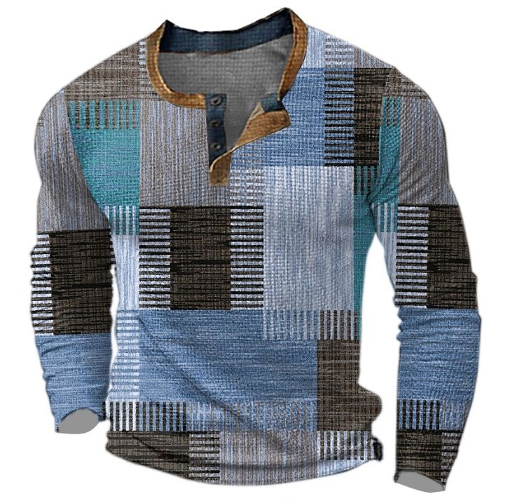 Men's long-sleeved t-shirt with 3D digital print