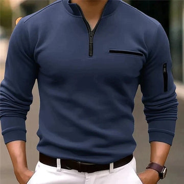 Men's comfortable long sleeve zip-up with pocket