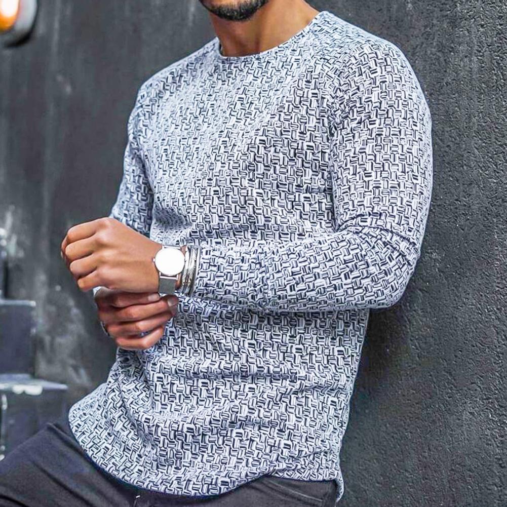 Men's patterned long-sleeve knit shirt