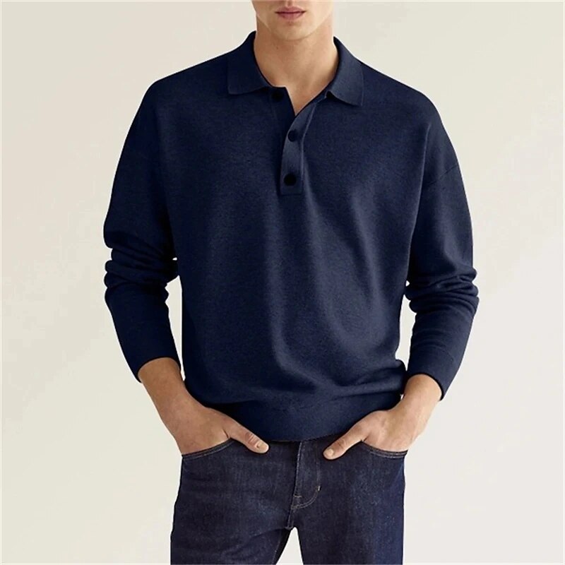 Men's classic long-sleeve polo shirt