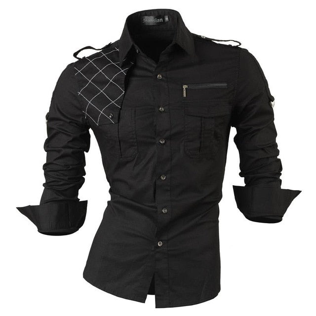 Casual long sleeve shirt with diamond detailing for men