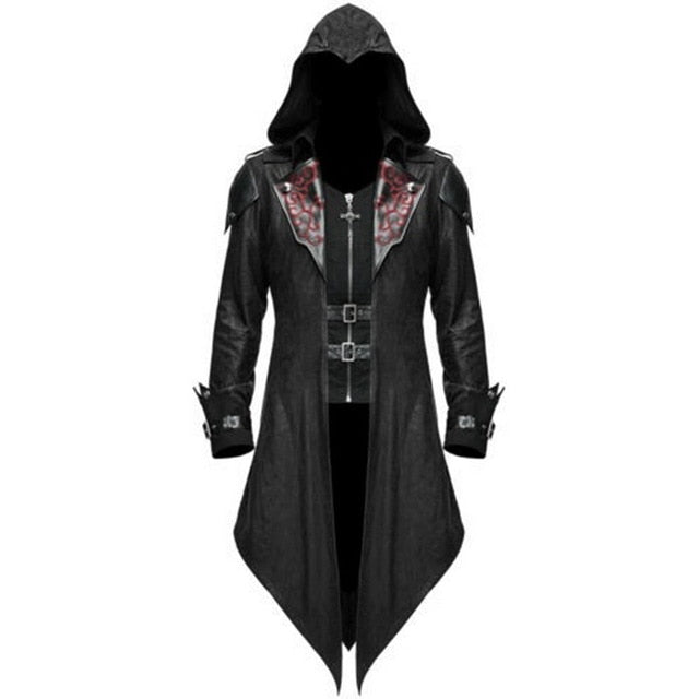 Donald - steampunk-inspired red and black hooded jacket