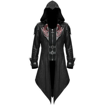 Donald - steampunk-inspired red and black hooded jacket