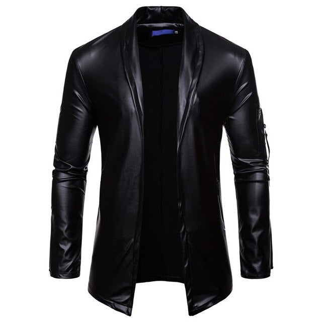 Sandor - men's metallic leather jacket with open front