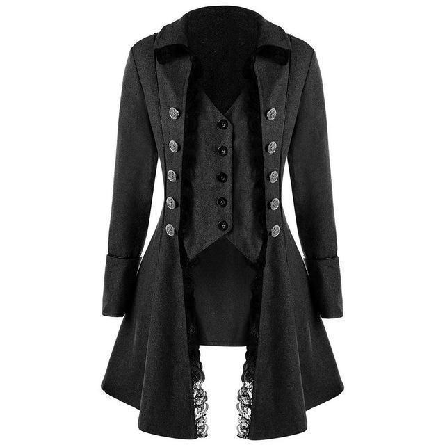 Women's gothic steampunk tailcoat jacket with double-breasted closure