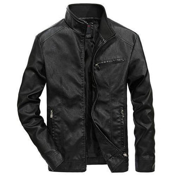 Men's retro leather long sleeve winter jacket