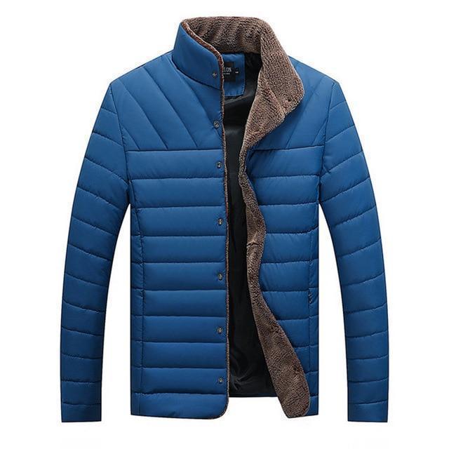 Men's warm sherpa-lined winter jacket with stand collar