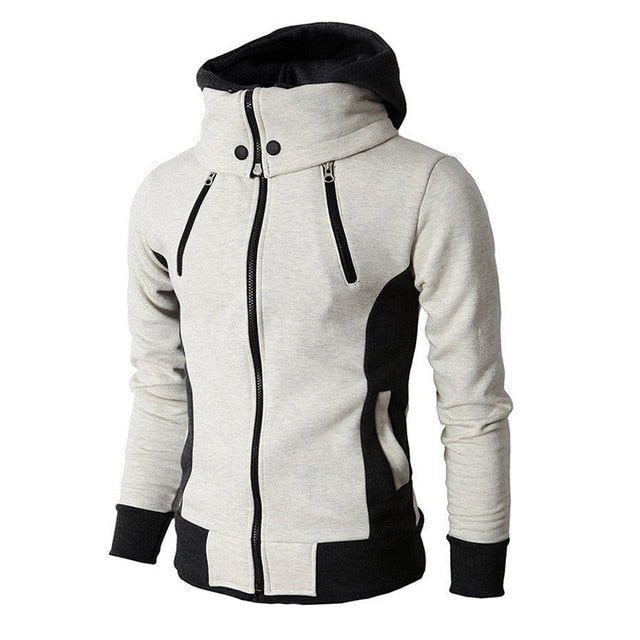 Cesar - casual men's zip-up hoodie with stand collar