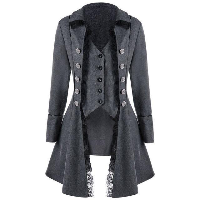 Women's gothic steampunk tailcoat jacket with double-breasted closure