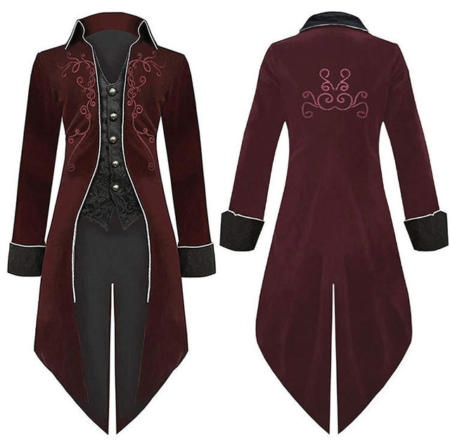 Ogie - gothic tailcoat jacket with embroidered details