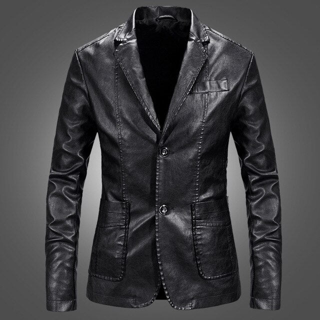 Derek - men's leather jacket with notch lapel