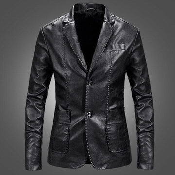 Derek - men's leather jacket with notch lapel