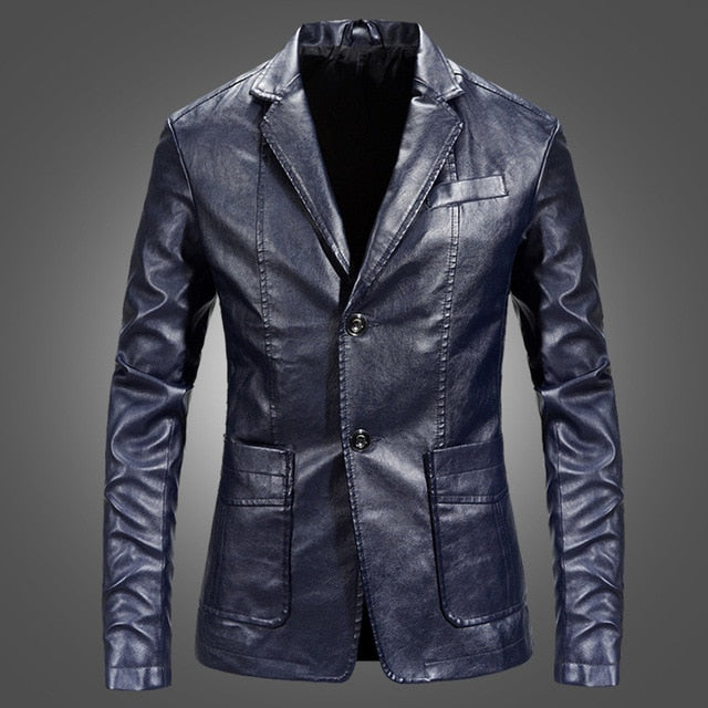 Derek - men's leather jacket with notch lapel